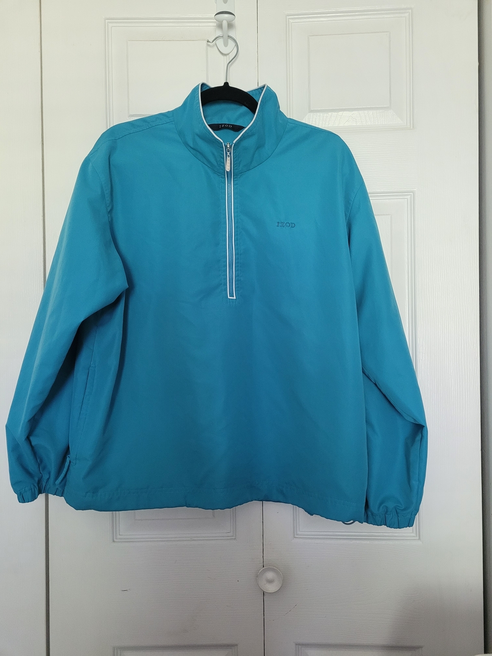 Women's Izod Turquoise Blue Pullover 3/4 Zip Lightweight  Jacket Size Large